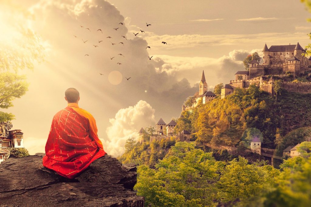 Buddhist monk meditating, Buddhist beliefs