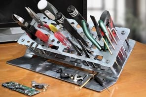 Simple Sheet Metal Tool Rack lets you easily store and access Workshop Gear for DIY Projects